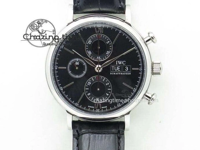 MIROTIME 0210 Fashionable Portofino IW458101 Diamond Bezel SS MK 1:1 Best Edition Blue Dial On Blue Leather Strap MIYOTA 7169